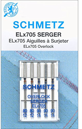 Euro-Notions 1840 ELX705 Serger Needles, Sizes 12/80 (2), 14/90 (3)