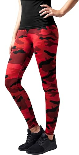 Urban Classics Damen dam camo leggings, Flerfärgad (röd camo), L
