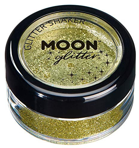 Classic Fine Glitter Shakers by Moon Glitter - Gold - Cosmetic Festival Makeup Glitter for Face, Body, Nails, Hair, Lips - 5g