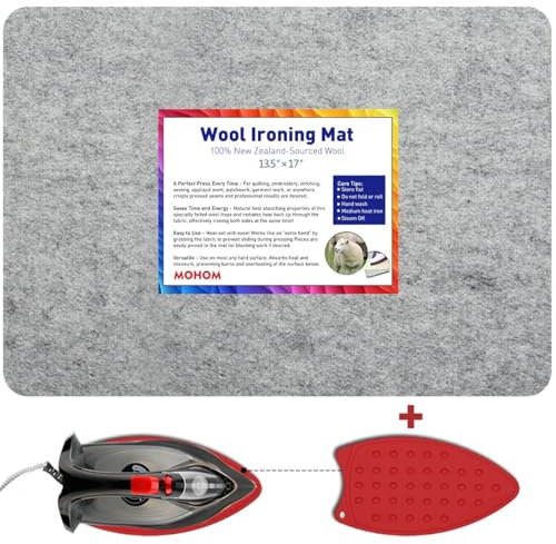 MOHOM 17 x 13.5 Wool Pressing Mat 100% New Zealand Felted Wool Ironing Mat Pad Blanket for Quilter, Sewing, Quilting Supplies and Notions