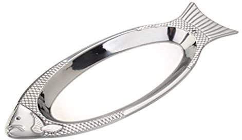 YARNOW Fischteller Edelstahl Fischplatte Servierteller Fischform Lachsplatte Vorlegeplatte Frühstücksteller Tablett Servierschale Servierplatten für Fisch Snack Meeresfrüchte
