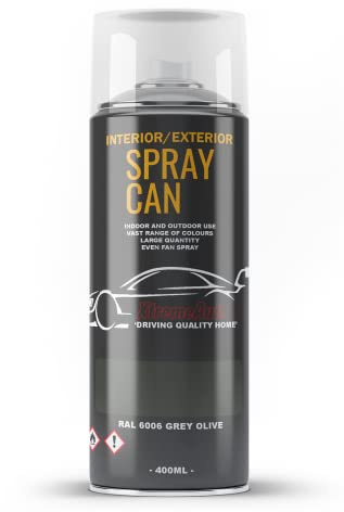 Xtremeauto Spray Paint Finish For Indoor And Outdoor Use Garden Cars Home Kitchen Bathroom Furniture Art Craft Bikes Radiators Metal Wood Plastic Glass UPVC Stone PVC RAL 6006 Grey olive