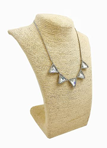 Espositore del busto della collana di gioielli, espositore per collane, manichino, collana busto, corda di canapa banco di mostra, crema, M