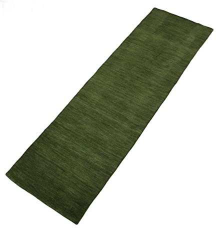 Grün Brücke 100% Wolle 75X250 cm Läufer Handgewebter Teppich Orientteppich C23