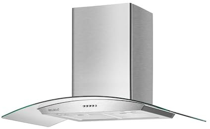 HOTTE DECORATIVE MURALE 90 CM - VERRE ET INOX - 559 m3-200W - 60dB