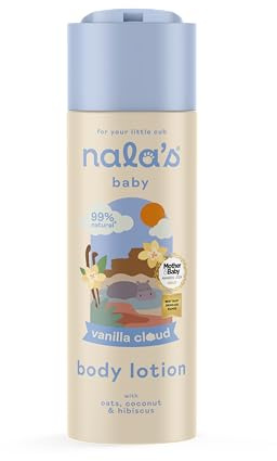 Nala's Baby Body Lotion Vanilla Cloud | Allergen-Free Sweet Vanilla Fragrance | 99% Natural | Dermatologically-tested and Paediatrician-approved | Oat and Coconut Oil | Vegan | 200ml | Nalas Baby