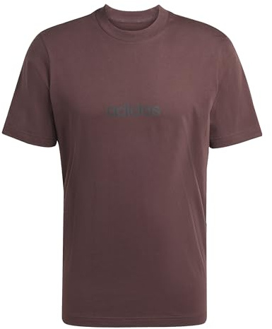 adidas Men's Essentials Linear Single Jersey TEE, Shadow Brown/Black, M Tall