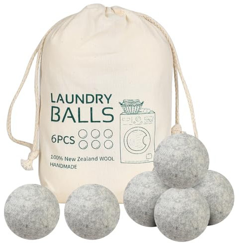Lot de 6 Boule Seche Linge Réutilisable Balles Adoucissantes de Tissu Balles de Nettoyage Réduisent les Rides et Raccourcit le Temps de Séchage