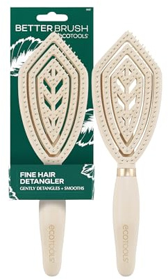 EcoTools Fine Hair Detangler, For Wet Or Dry Hair, Gentle Smoothing Hairbrush For Thin, Delicate Or Color-Treated Types, Flexible Bristles, Bamboo Handle, Vegan & Cruelty-Free, 1 Count