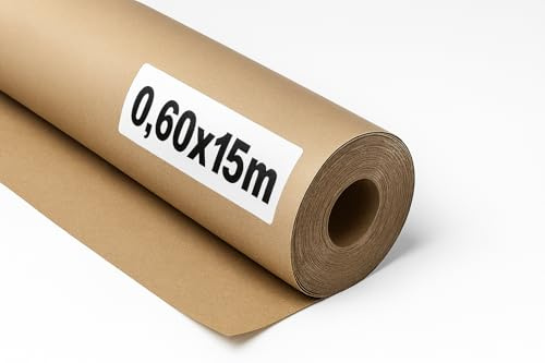 OFITURIA Papier Kraft Brun Naturel 70 g/m² – Rouleau 0,60×15 m – 1 Rouleau – Papier recyclable pour Emballage, Loisirs créatifs et Décoration – Compatible Peinture Acrylique et Huile