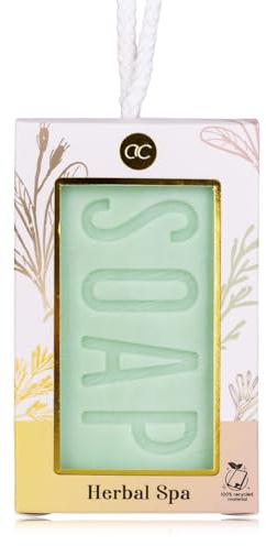 Accentra tvål HERBAL SPA med vit sladd, 200 g handtvål citron och timjan i presentförpackning av återvunnet papper, dekorativt wellness-presentset för kvinnor och män, födelsedag, mors dag, fars dag