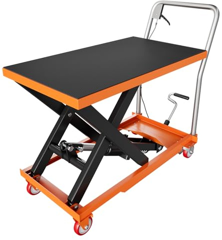 Carrello elevatore idraulico, capacità 500 kg, altezza di sollevamento 89,9 cm, tavolo sollevatore manuale a forbice con ruote di bloccaggio e cuscinetto antiscivolo per la movimentazione dei