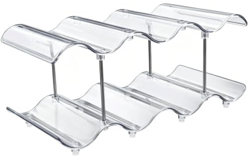 Support de Rangement pour Bouteilles d'Eau, 2 Niveaux Organisateur de Cuisine Empilable, Casier à Bouteilles en Plastique pour Placard, Frigo et Plan de Travail, Porte-Bouteille pour 7 Bouteilles