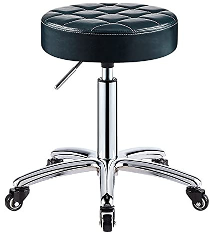 Justerbar rullpall med hjul – PU-läder, rund, öppen rygglös hydraulisk svängbar stol, 41–56 cm höjd för spa-salong, kontor, tatuering, hem, bilbutik