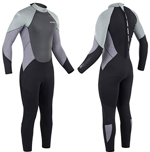 Osprey Traje de Neopreno para Hombre, Longitud Completa, 5 mm, para Invierno, para Adultos, para Surf, Buceo, Cero, Gris