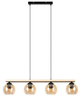 Lindby Ceiling Light Enrique dimmable (Modern) in Brown Made of Glass for e.g. Living Room & Dining (4 Light Sources, E27) from Pendant Lighting lamp Hanging Ceiling