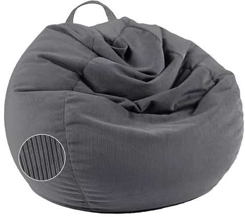 LPMOERA Stuffed Animal Storage Soft Bean Bag Cover No Filler Dark Grey