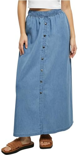 Urban Classics Damen Rock Ladies Long Wide Light Denim Skirt SkyBlue Washed 4XL