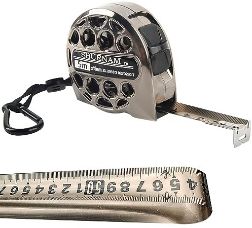 Cinta Metrica 5 Metros Profesional, Waldspring Cinturón de Flexometro de 19 mm * 5 m, 1 Pieza, Impermeable, Resistente a la Arena y al Óxido