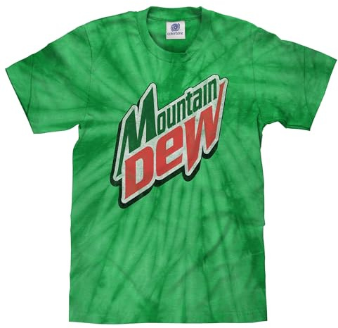 Tee Luv Men's Faded Mountain Dew T-Shirt - Retro MTN Dew Soda Tie Dye Shirt, Spider Kelly, XL