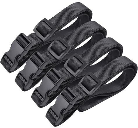 Vigorport Utility Straps Quick Release Nylon Backpack Accessory Bag Strap,Adjustable for Hiking,Travel,Outdoor Sports-4 Pack (Black, 0.75 W-40 L)