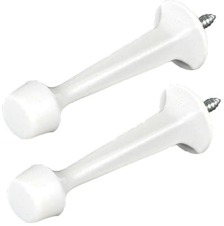 2 Pack Door Stoppers, Zinc Alloy Wall Mounted Door Stop Protector with Rubber Buffer Bumper for Indoor Outdoor, 73mm White