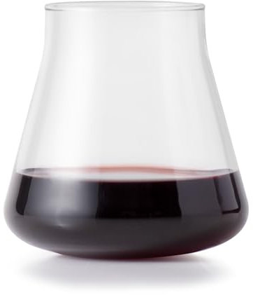 Libbey Magnitude Stemless Wine Glasses Set of 4, Tulip Shaped 12 Oz Stemless Wine Glasses, Modern Stemless Glass Tulip Bowl for Wine, Cocktails
