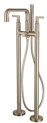 XJTNLB Grifo Bañera Exenta Dorado Cepillado Grifo Ducha con Mango de Ducha y Caño Juego de Grifo y Alcachofa para Bañera