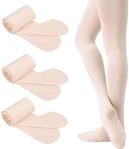 SSKHE Ballettstrumpfhosen für Mädchen, 3 Paar, Blassrosa, Ballett-Leggings, Strümpfe, weicher Stretch-Fuß-Tanzstrumpfhose für Studenten, Kindertraining (UK, Alter, Einheitsgröße, regulär, L), L, One
