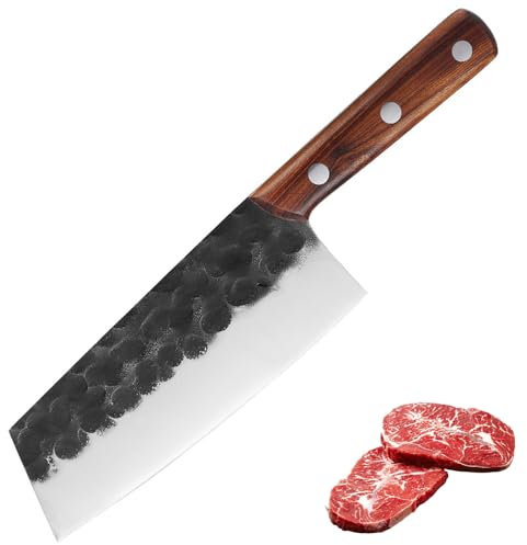 Doklasu Japanese Chef's Knife 7 inch Handmade Forged Full Tang Kitchen Knife High Carbon Steel Cooking Knife with Wooden Handle for Home and Restaurant