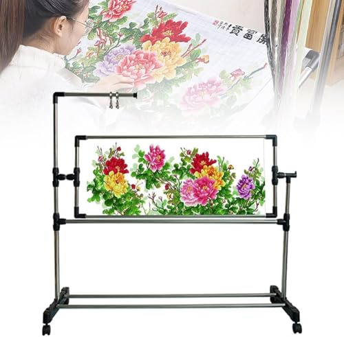 Standing Embroidery Lap Table, Adjustable Stainless Steel Plastic Stand, Cross Stitch Kit, Height Adjustable Needlework Floor Frame, Needlework Floor Frame, for Art Craft Sewing Holder