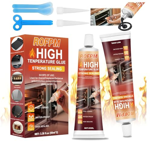 Colle Haute Temperature Noir, Supporte Jusqu'à 600 °C, Silicone Haute Temperature, Mastic Refractaire Poele A Bois, Convient Aux Vitre Four, Foyers, Voiture, Brique, Carrelage, Cheminées