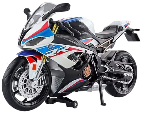 DAJASD 1:12 Motorrad Modell, Motorrad Spielzeug Mit Licht- und Soundeffekten, Mini Motorra, Miniatur Nachbildung Sammlerstück, Kinder Motorra Geschenk für die Motorradmodellausstellung(Weiß)