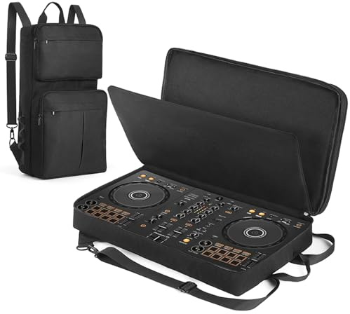 SZZCNOX DJ Controller förvaringsväska kompatibel med Pioneer DDJ-200/DDJ-FLX4/DDJ-400/DDJ-SB3/Roland DJ-202, DJ ryggsäck reseväska med flera fickor för DJ-kontroll och tillbehör