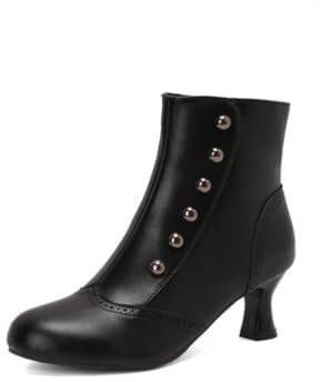 Botines de Tobillo con Botones Vintage para Mujer Punta Redonda Tacones Gatito Elegante Velada Fiesta Prom Vestido Botines,Negro,40 EU