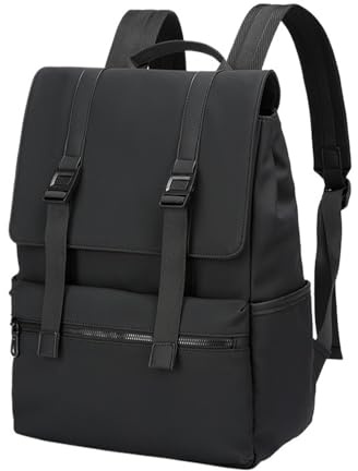 Cover PU Läder Herrryggsäck Business Laptop Reseportfölj Ryggsäckar for män(Black 02)