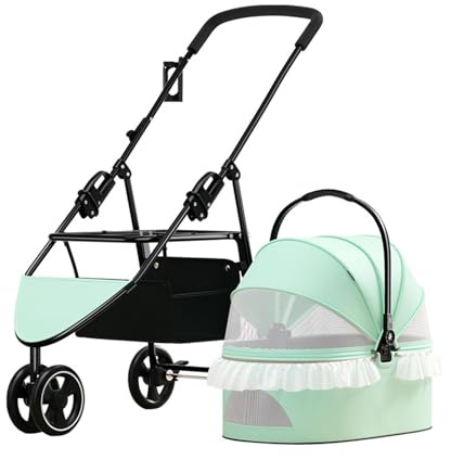 djurtoalett Husdjursvagn, bärbar hopfällbar separerbar vagn, for katter och hundar Standard kattlådor(Green)