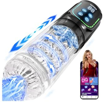 Kismloit Male Masturbator Sex Toys for Men, AI Sync Licking 12s Penis Pump | Upgraded Aqua-Friction Massage 7 Thrusting Rotating & Sucking Adult Mens Sex Toy, Male Stroker Fleshliglt Masterubaters