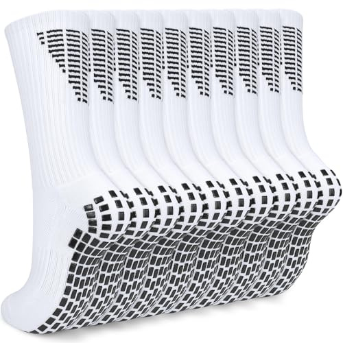 ouhos 5-Pack Halkfria Fotbollsstrumpor Svart Vit för Herr Dam, 43-46 - Anti-Slip Sportstrumpor