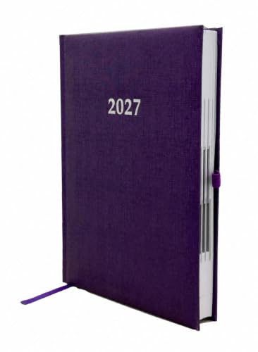 2027 Buchkalender Chefplaner A5 1 Tag 1 Seite auch sonntags violett metallic