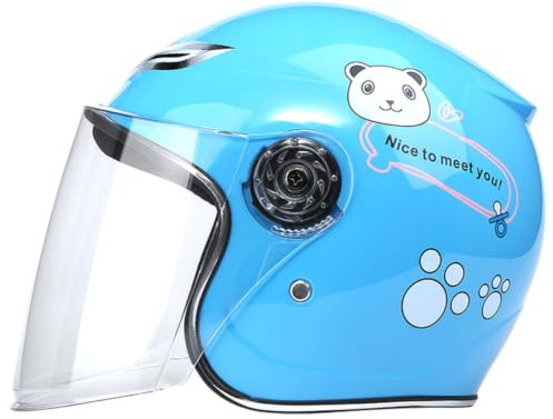 SHINEOFI Casque Intégral pour Garçon et Filles Bleu en PP Design Respirant et Grosse Visière Claire, Roller Randonnée en Plein Air