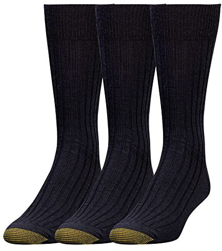 GOLDTOE Men's Windsor Wool Crew Dress Socks, 3-Pairs, Black, Large