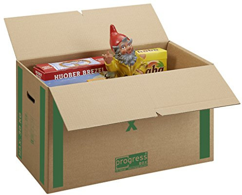 progressBOX TB01.02 Transportkarton X Umzugskarton Premium-Extra 1-wellig aus stabiler Wellpappe 650 x 350 x 370 mm, 10er Pack, braun, 4250315307752