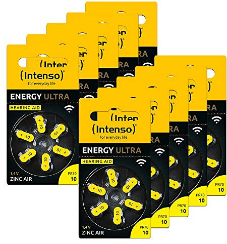 60 Intenso Energy Ultra Typ 10 Zink-Luft Hörgerätebatterien im 6er Blister