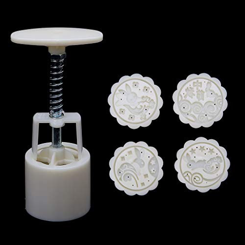 WOWOWO 4 Stampi Coniglio Luna, Stampi per Torte Rotonde, Strumento di Cottura, 50 g