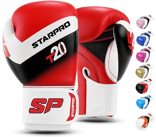 Starpro T20 Boxhandschuhe für Harte Schläge & schnelles K.O. - Boxhandschuhe Männer & Damen, Box Handschuhe, Boxing Gloves (Rot,16oz)