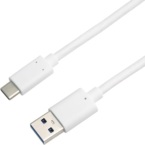 PremiumCord Câble de Connexion USB 3.2 Gen 2, Câble de Données SuperSpeed ​​​​Jusqu'à 10 Gbit/s, Charge Jusqu'à 3A, Puissance 60 W, USB Type A Mâle vers Type C Mâle, Blanc, Longueur 1 m