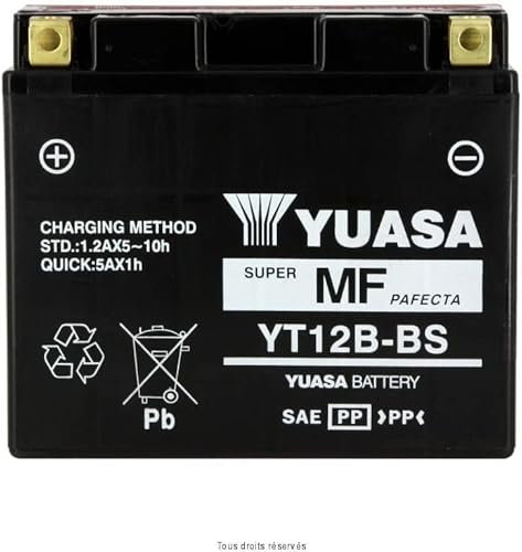 Motorradbatterie Yuasa YT12B-BS - Wartungsfrei - 12 V 10 Ah - Maße: 150 x 70 x 131 mm kompatibel mit MOTO GUZZI V10 Centauro 1000