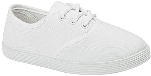 Stylo Online Pe Pumps Boys Girls Unisex Adult Kids Children Back to School Pe Pump Gym Sports Trainers P.E. Pumps Plimsolls Shoes Gusset Plimsoles Trainers(Lace Up White Infants 9)