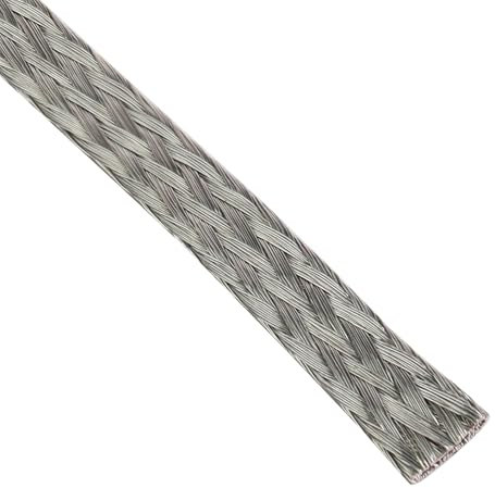 Wire Shielding Tinned Copper Cable Sleeve Ground Straps EMI RFI ESD Protection Flat Braid Flexible Mesh (1/4 in Wide(0.16 in Dia)-15ft)